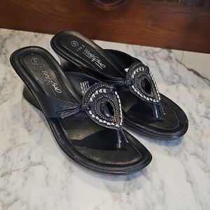 Massimo Black Beaded Women's Sandals